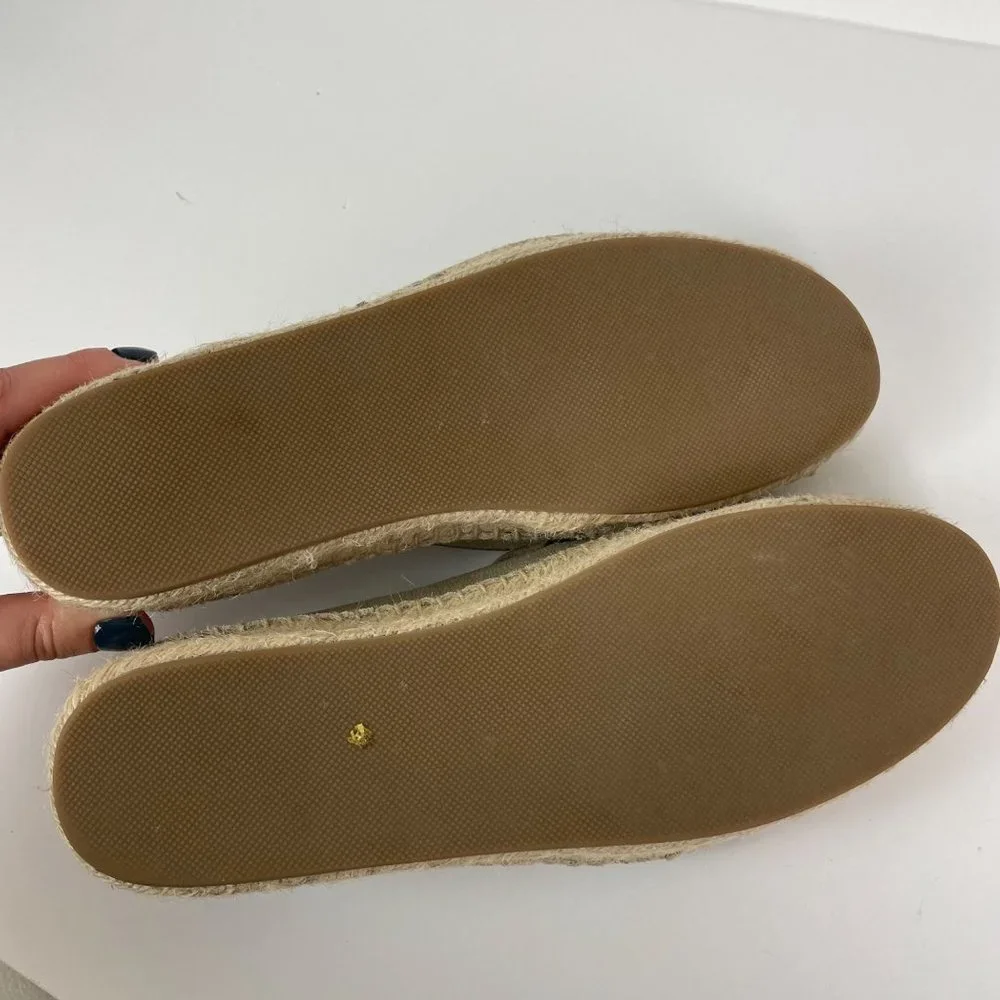 Jack Rogers Woman's Sz 10‎ Neural Tan Embroidered Espadrille Slide On Flats
